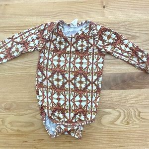 KQ brown ikat long sleeve onesie